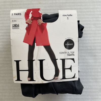 Hue opaque Black & Grey 2 pair Control top tights size 1